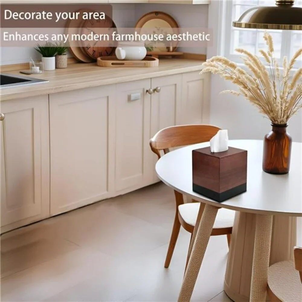 Wood tissue box cover square wooden tissue holder bathroom bedroom table decor